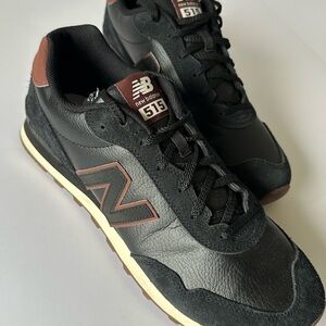 New Balance Men's Black on Black 515 Leather Sneakers